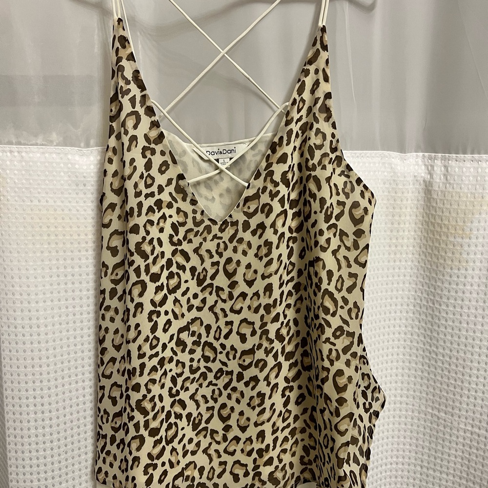 DAVI & DANI Tan Asymmetrical Backless Camisole